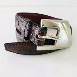 VTG Modernist ILANA GOOR  Lizard Skin Belt Metal Buckle Brown / Women's S